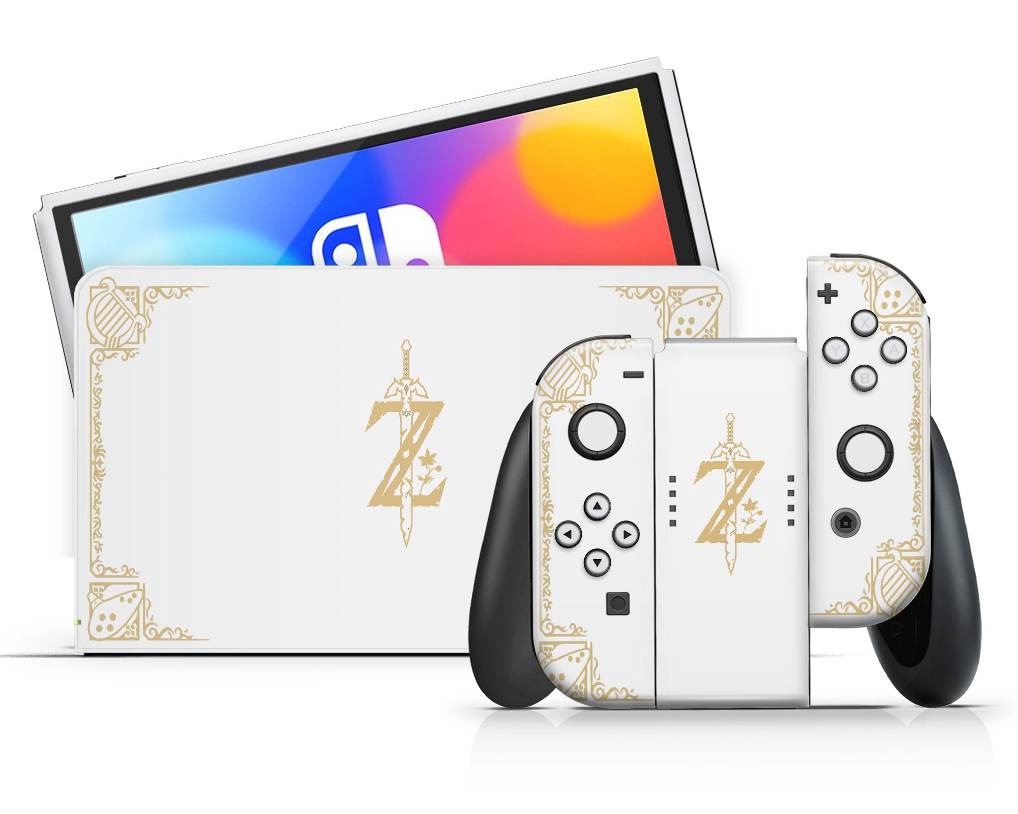 Legend of Zelda White Gold Nintendo Switch OLED Skin