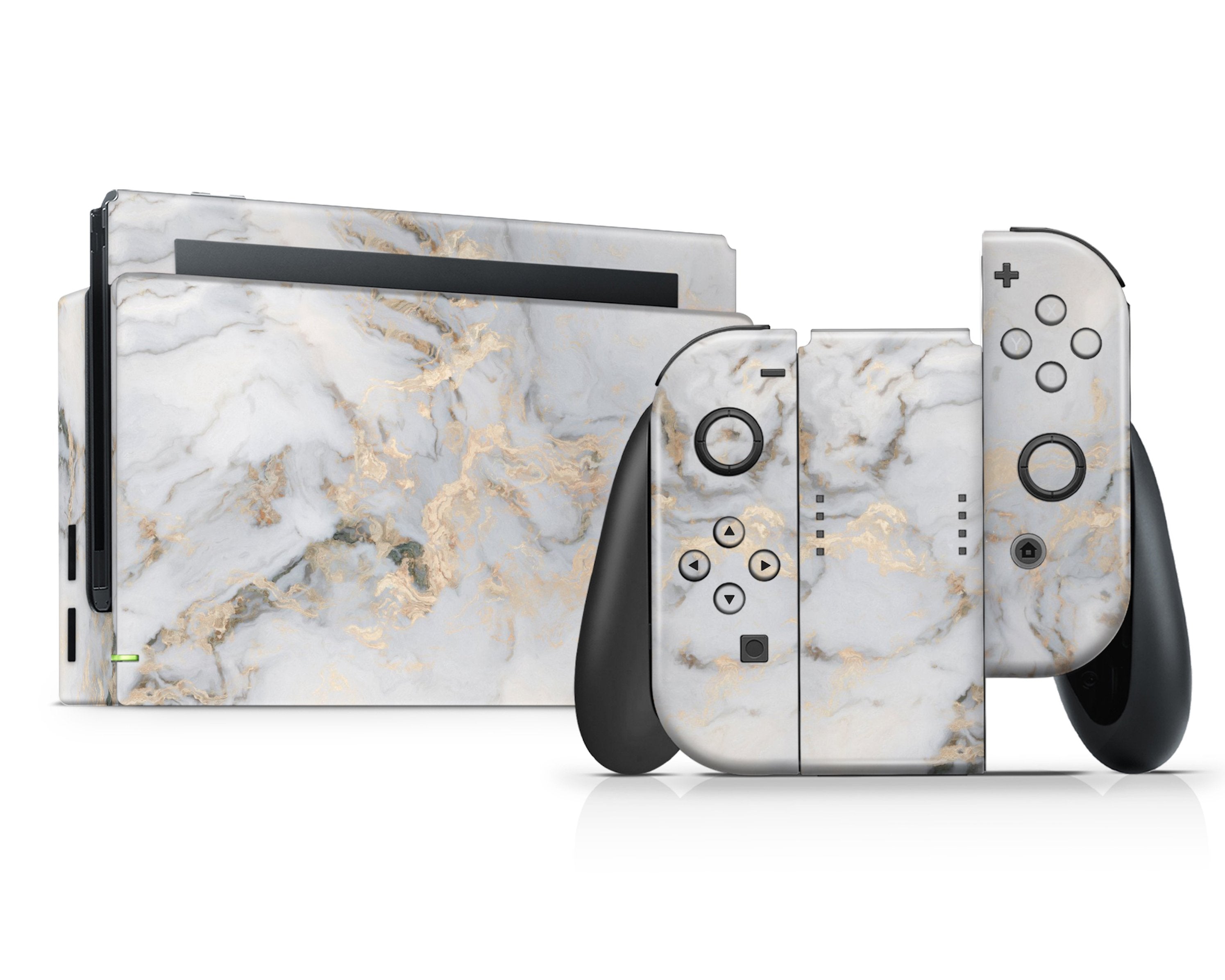 White Gold Marble Nintendo Switch Lux Skins Official