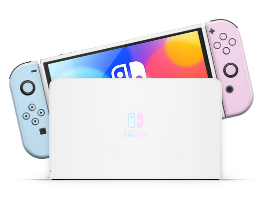 Classic Baby Pink Blue Nintendo Switch OLED Skin