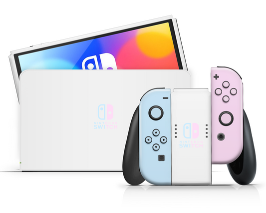 Classic Baby Pink Blue Nintendo Switch OLED Skin