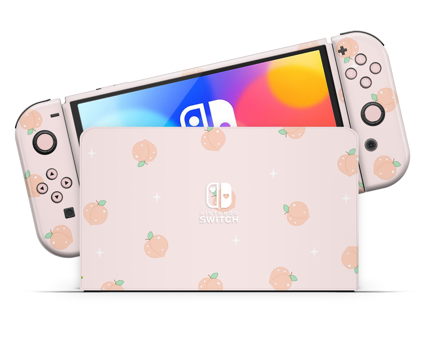 Soft Pastel Peaches Nintendo Switch OLED Skin