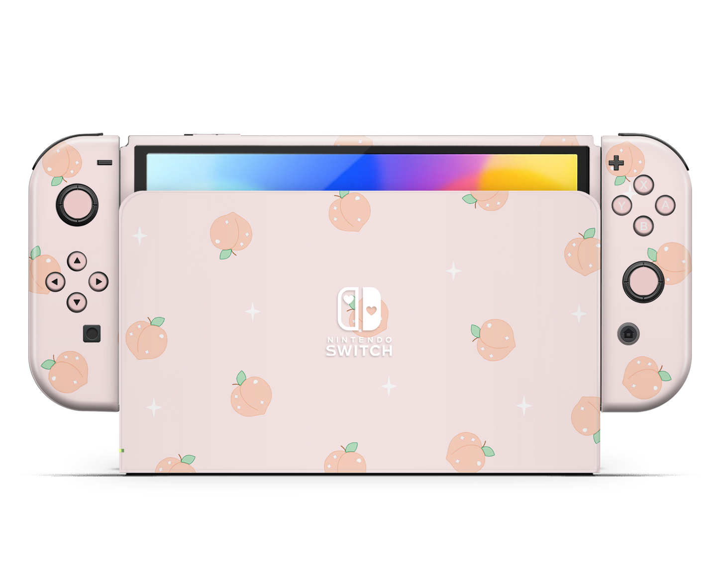 Soft Pastel Peaches Nintendo Switch OLED Skin