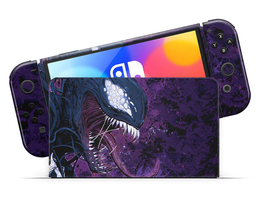 Lux Skins Nintendo Switch OLED Purple Venom Full Set Skins - Pop culture Spiderman Skin