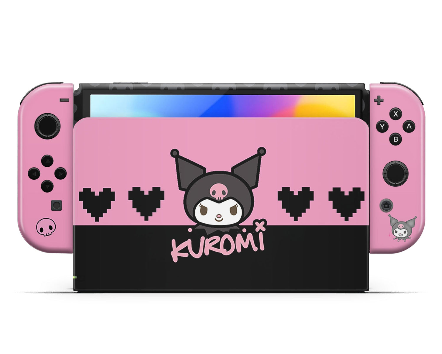Lux Skins Nintendo Switch OLED Kuromi Black Pink Joycons Only Skins - Pop culture Sanrio Skin