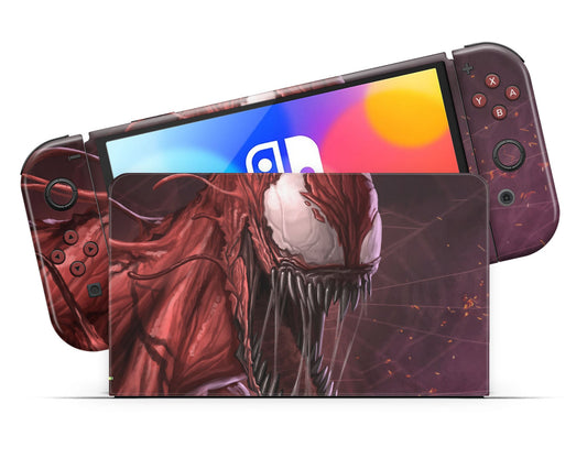 Lux Skins Nintendo Switch OLED Red Carnage Full Set Skins - Pop culture Venom Skin
