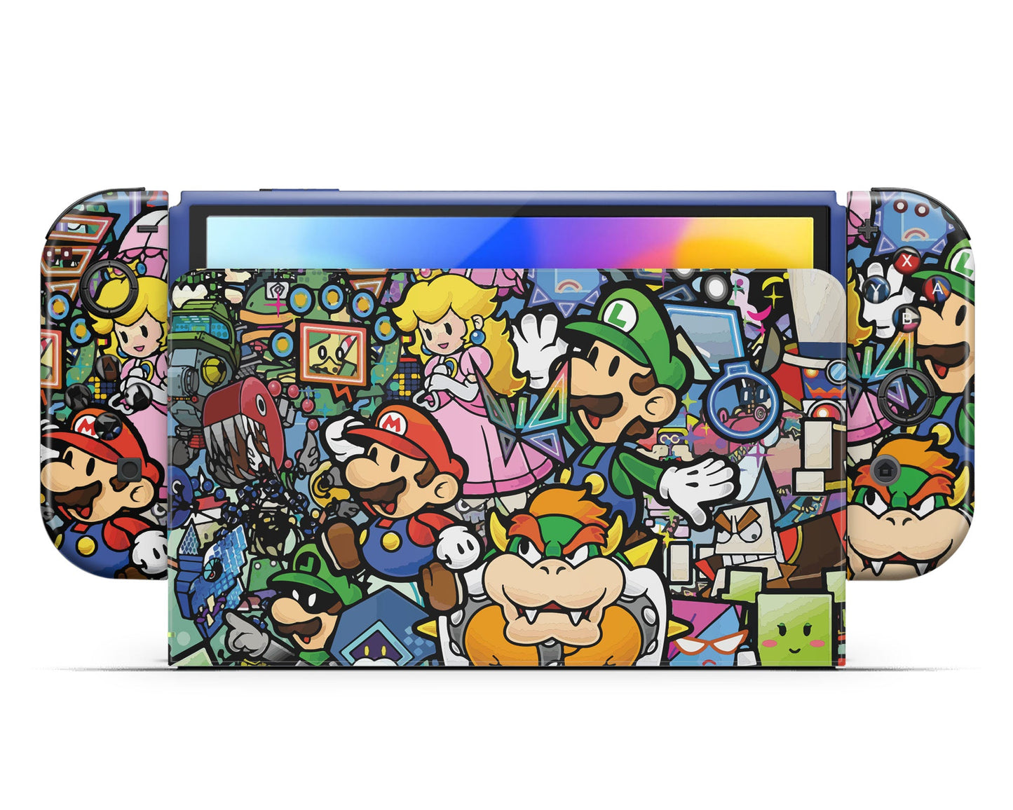 Lux Skins Nintendo Switch OLED Paper Mario Joycons Only Skins - Pop culture Mario Skin
