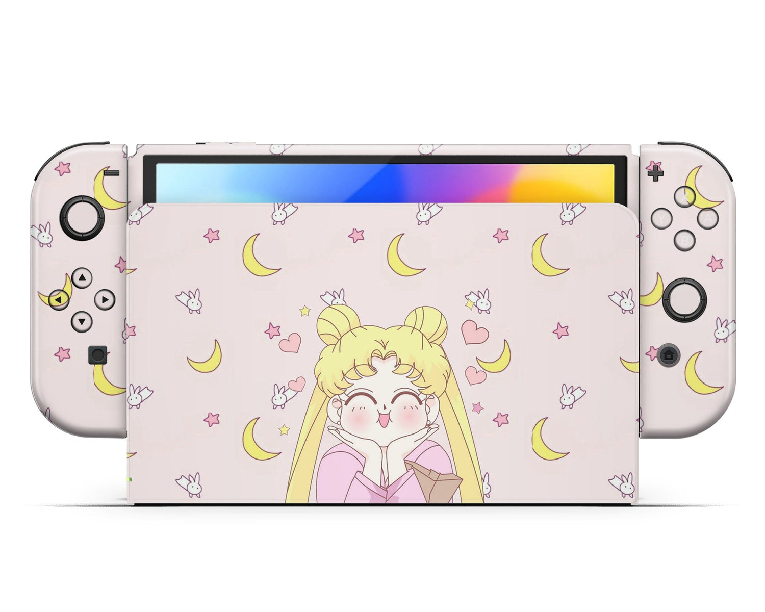 Lux Skins Nintendo Switch OLED Sailor Moon Kawaii Hearts Joycons Only Skins - Pop culture Sailor Moon Skin