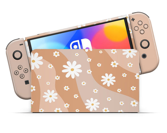 Lux Skins Nintendo Switch OLED Summer Daisy Nintendo logo Skins - Art Floral Skin