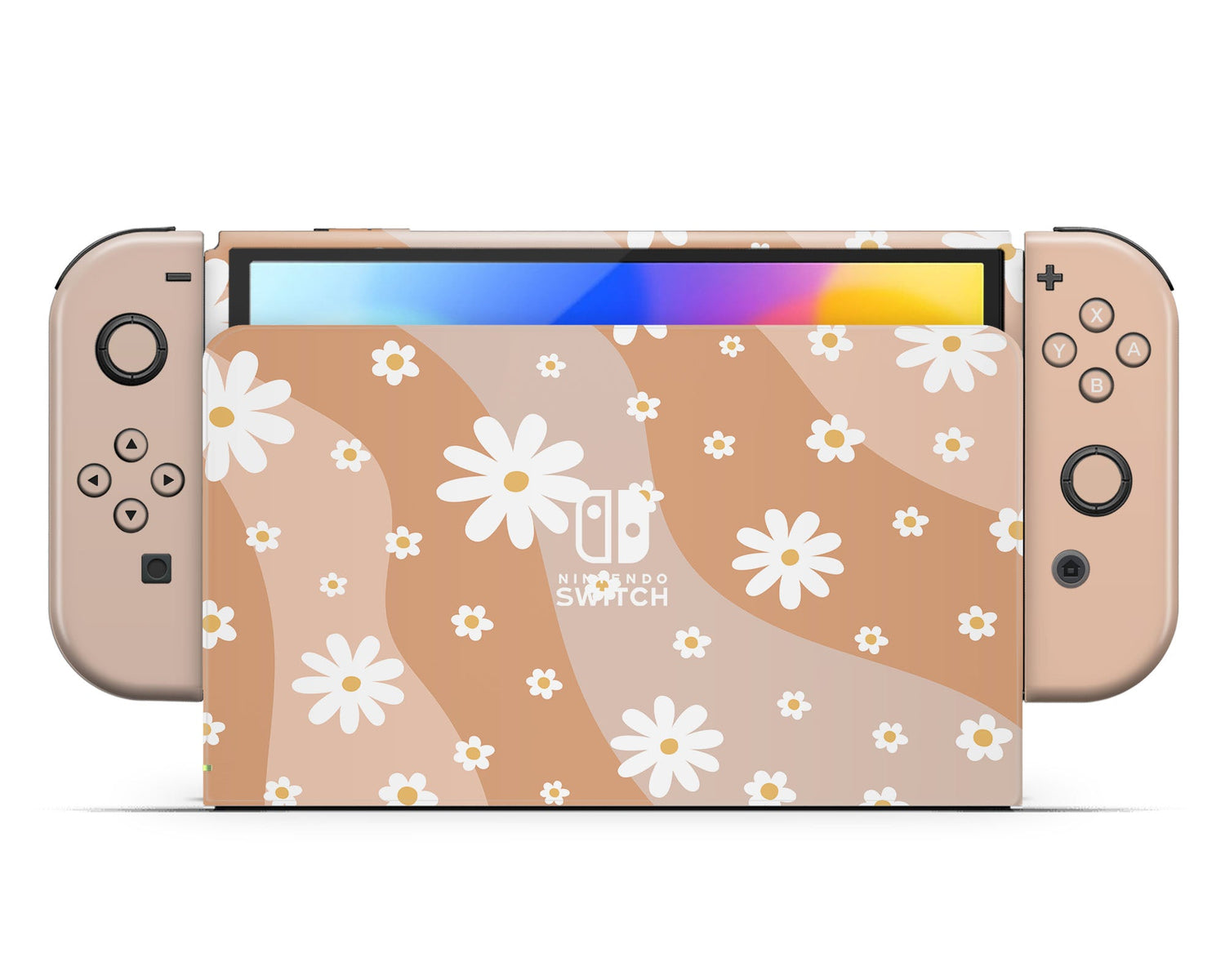 Lux Skins Nintendo Switch OLED Summer Daisy Hearts logo Skins - Art Floral Skin