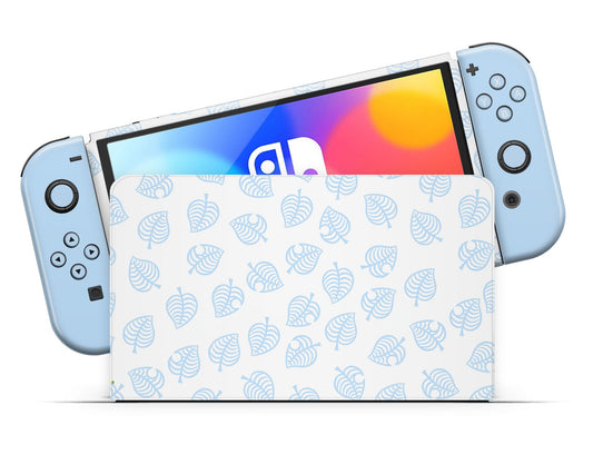 Lux Skins Nintendo Switch OLED Animal Crossing Leaf Blue Full Set Skins - Pop culture Animal Crossing Skin
