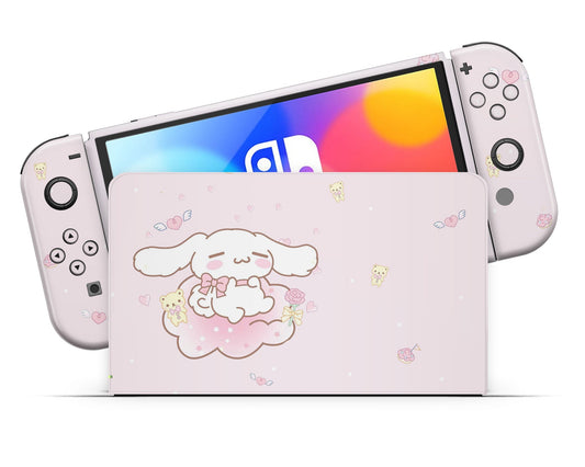 Lux Skins Nintendo Switch OLED Cinnamoroll Cloud Pink Full Set Skins - Anime Cinnamoroll Skin