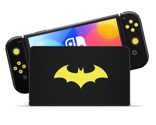 Lux Skins Nintendo Switch OLED Batman Logo Yellow Full Set Skins - Pop culture Batman Skin