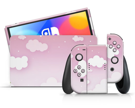 Lux Skins Nintendo Switch OLED Dreamy Pastel Pink Clouds Classic no logo Skins - Art Clouds Skin