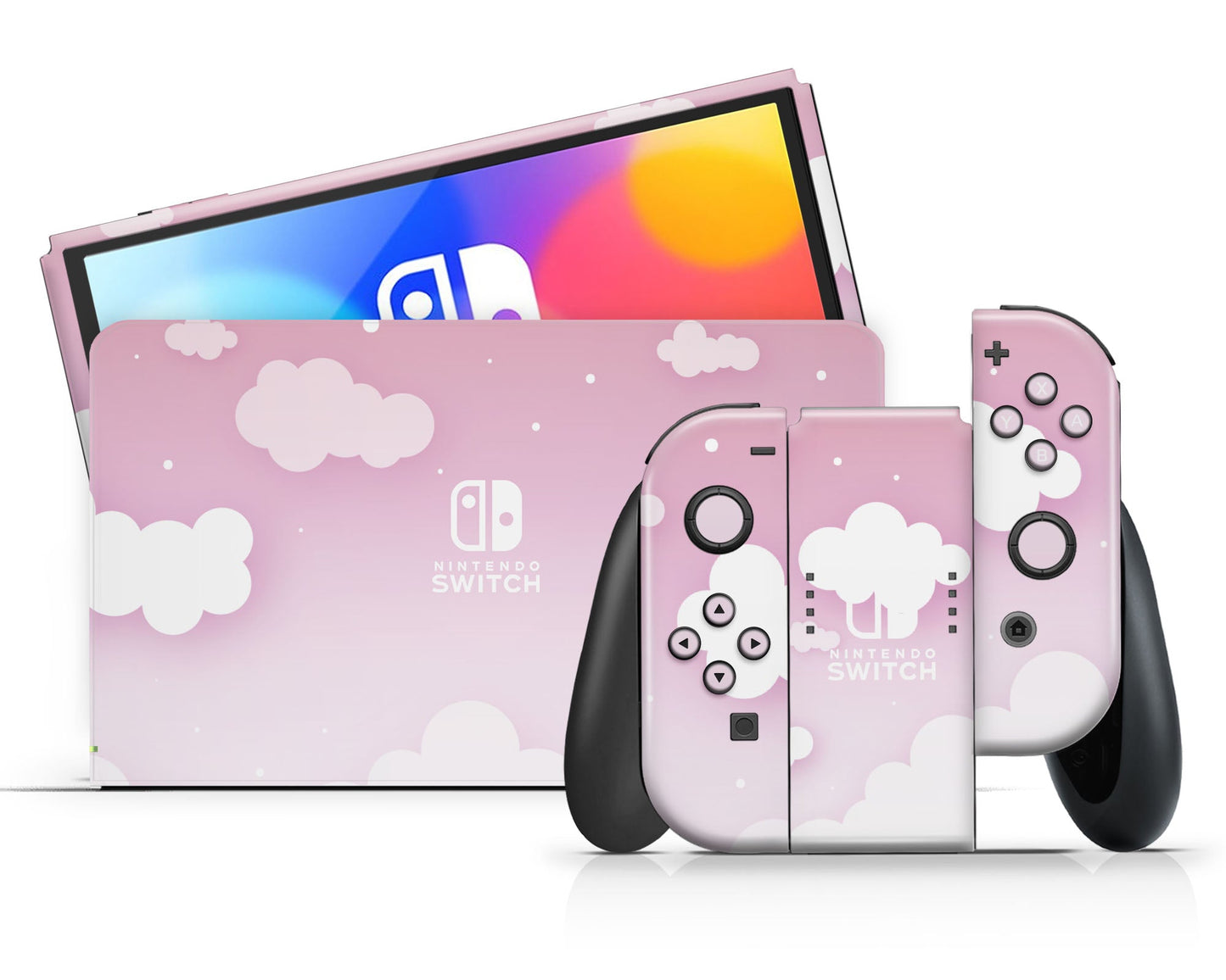 Lux Skins Nintendo Switch OLED Dreamy Pastel Pink Clouds Classic no logo Skins - Art Clouds Skin