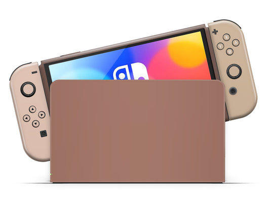 Lux Skins Nintendo Switch OLED Latte Time Nintendo logo Skins - Solid Colours Colour Blocking Skin