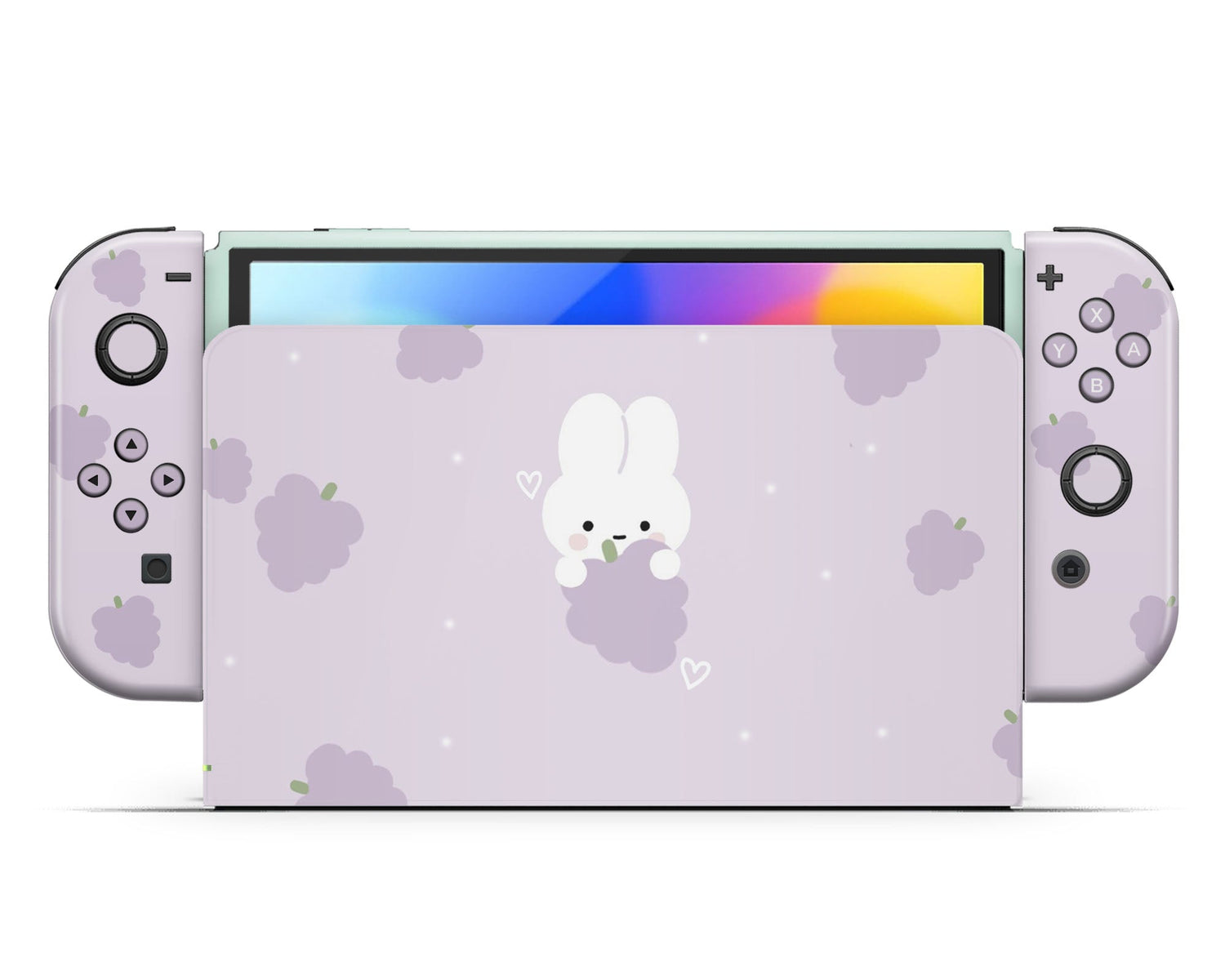 Lux Skins Nintendo Switch OLED Purple Lavender Bunny Rabbit Joycons Only Skins - Art Animals Skin