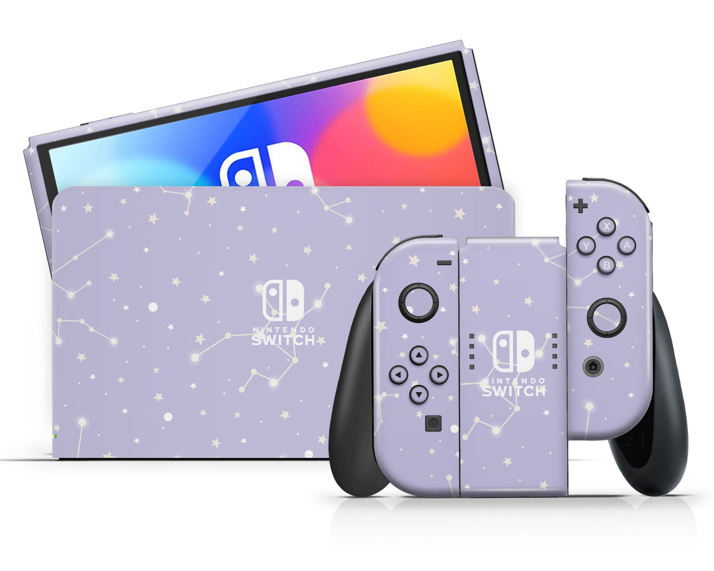 Lux Skins Nintendo Switch OLED Constellation Stargazing Purple Classic no logo Skins - Pattern Galaxy Skin