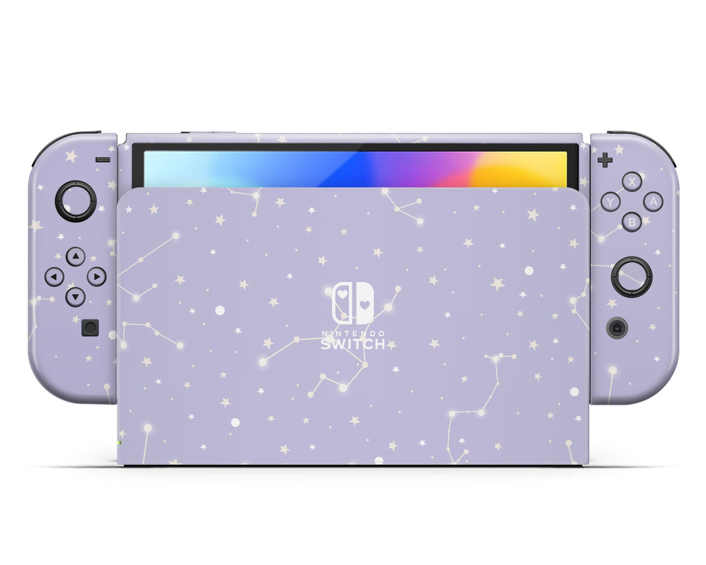 Lux Skins Nintendo Switch OLED Constellation Stargazing Purple Nintendo logo Skins - Pattern Galaxy Skin