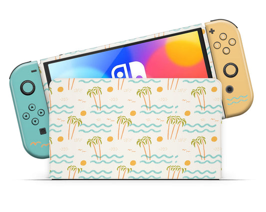 Lux Skins Nintendo Switch OLED Tropical Festival Palm Trees Full Set Skins - Art Floral Skin
