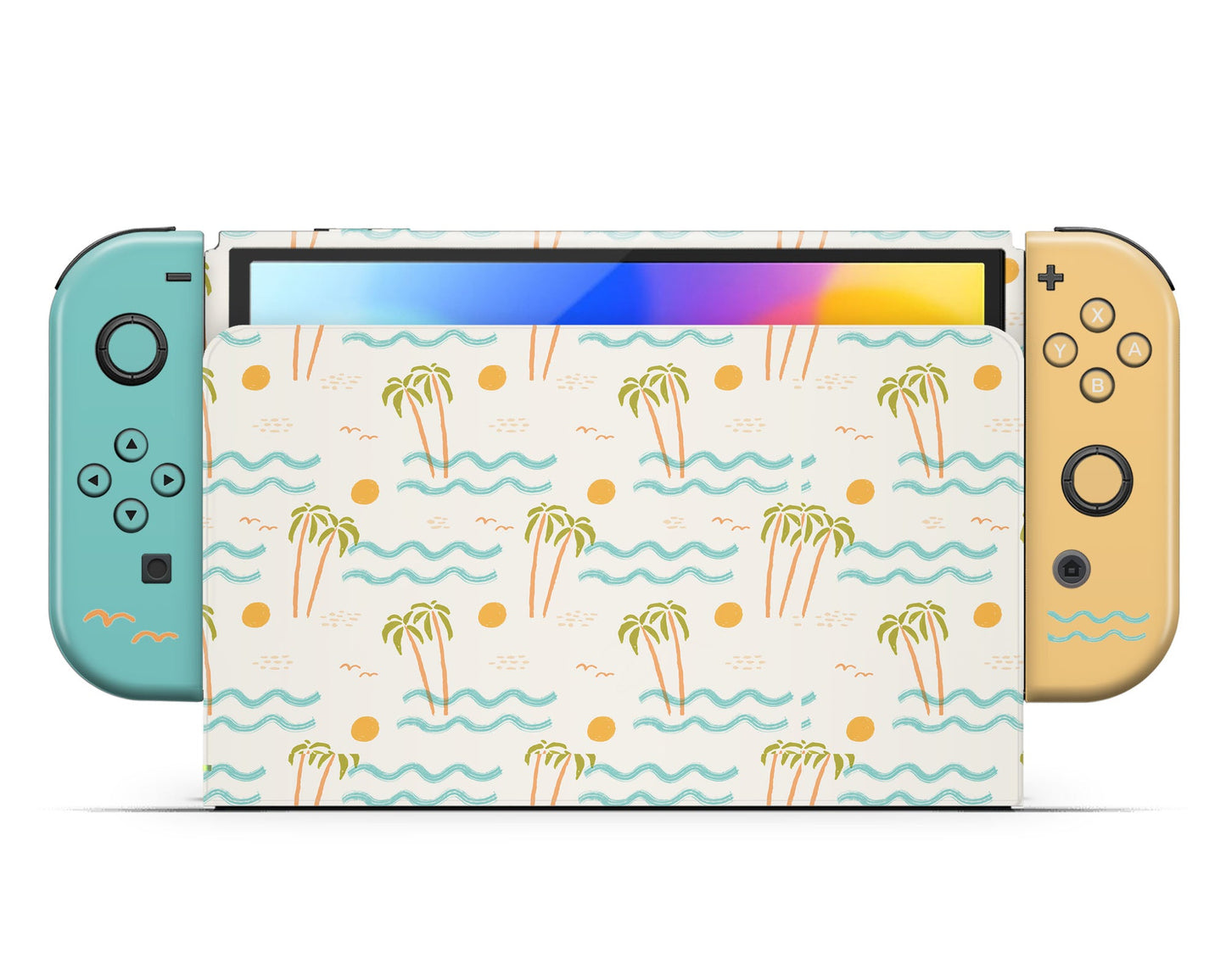 Lux Skins Nintendo Switch OLED Tropical Festival Palm Trees Joycons Only Skins - Art Floral Skin