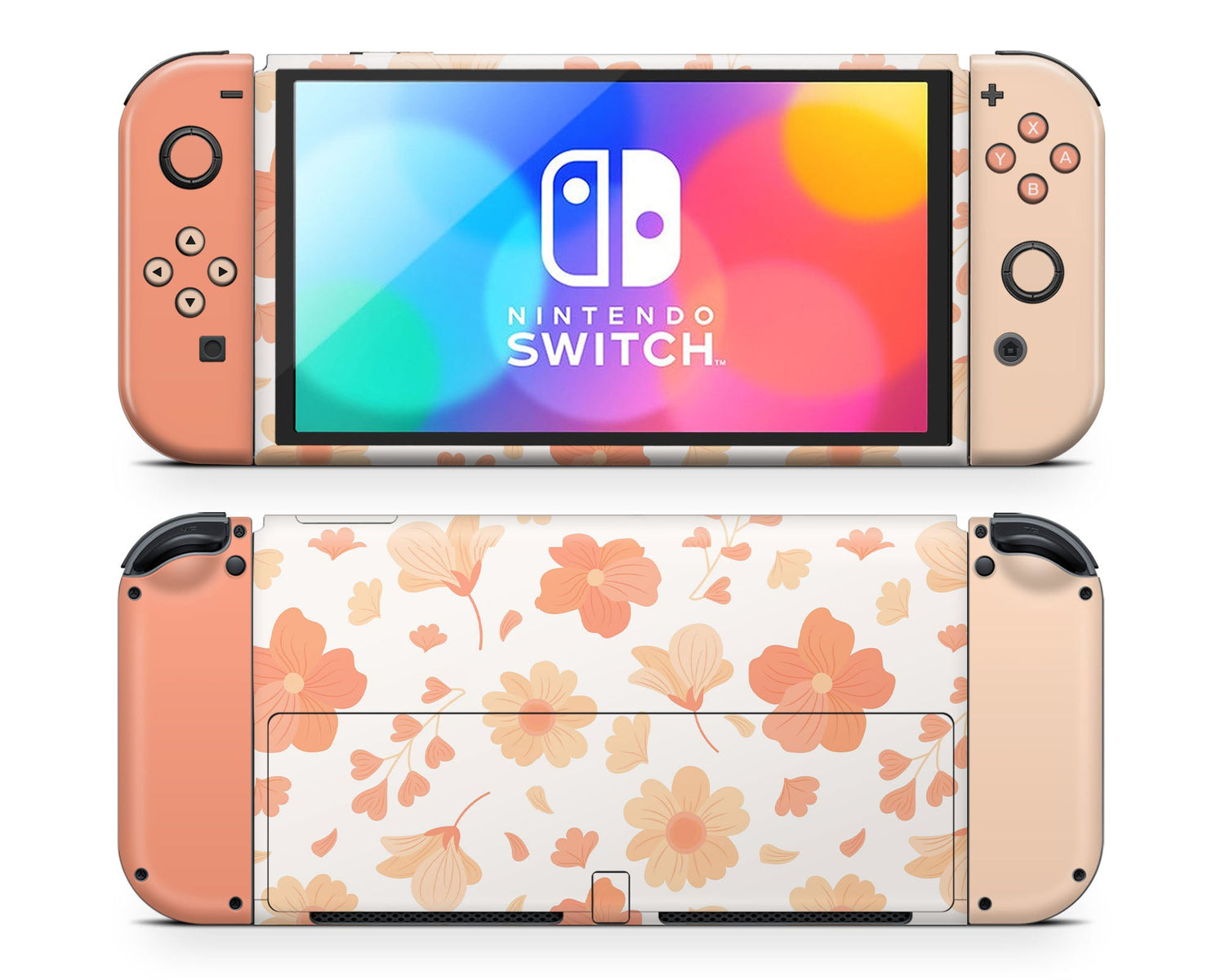Lux Skins Nintendo Switch OLED Orange Spring Season Classic no logo Skins - Art Floral Skin