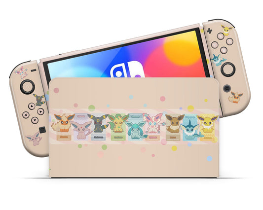Lux Skins Nintendo Switch OLED Pokemon Cute Eevee Evolution Full Set Skins - Pop culture Pokemon Skin