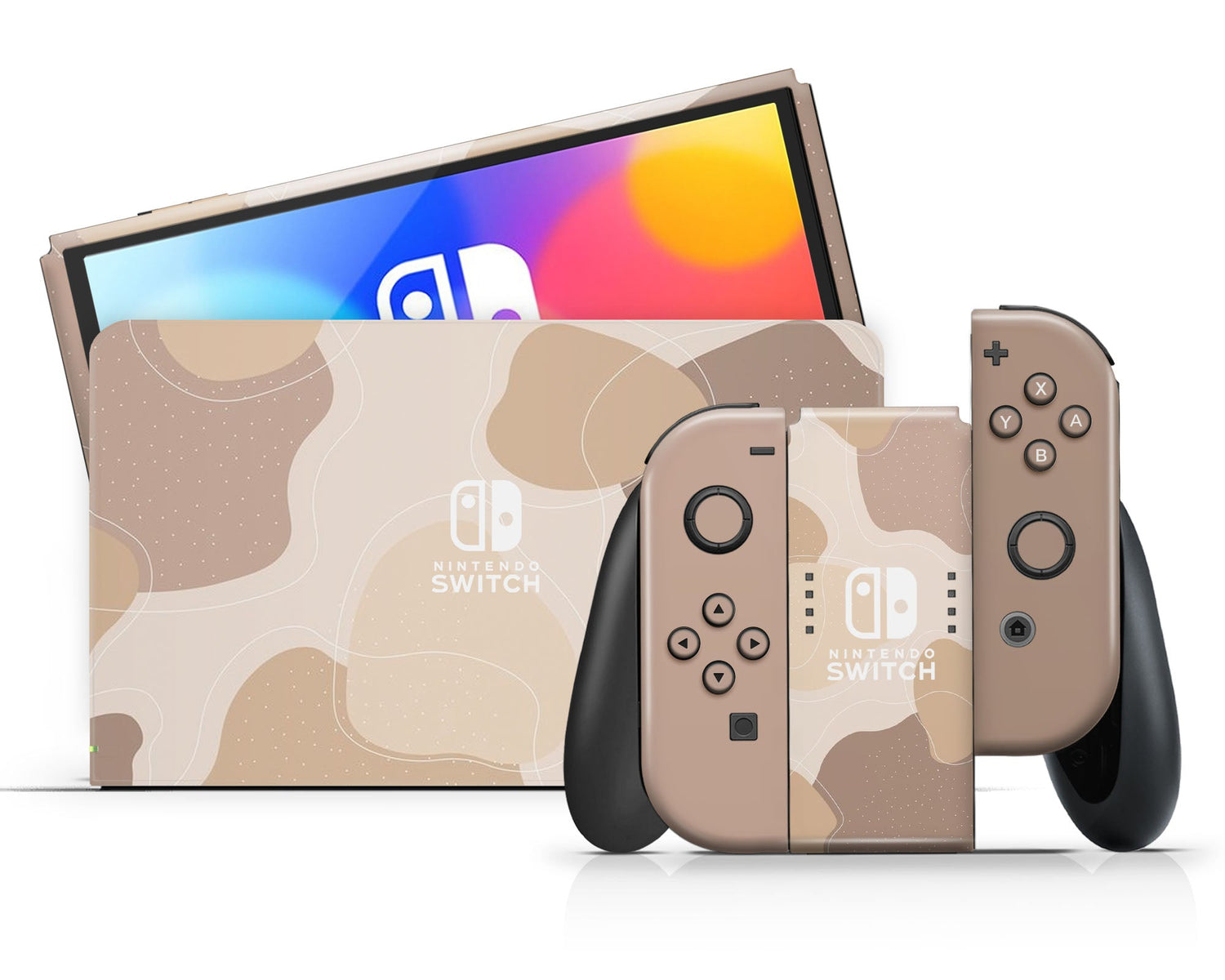 Lux Skins Nintendo Switch OLED Natural Brown Abstract Classic no logo Skins - Pattern Abstract Skin