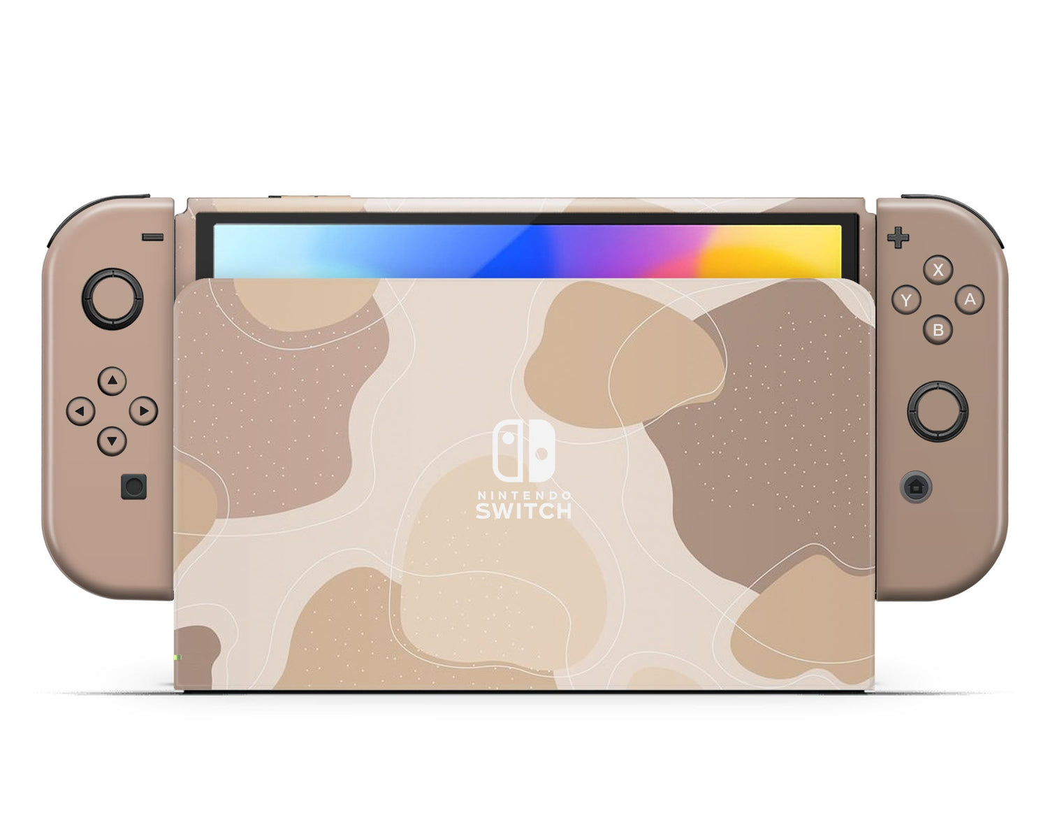 Lux Skins Nintendo Switch OLED Natural Brown Abstract Hearts logo Skins - Pattern Abstract Skin