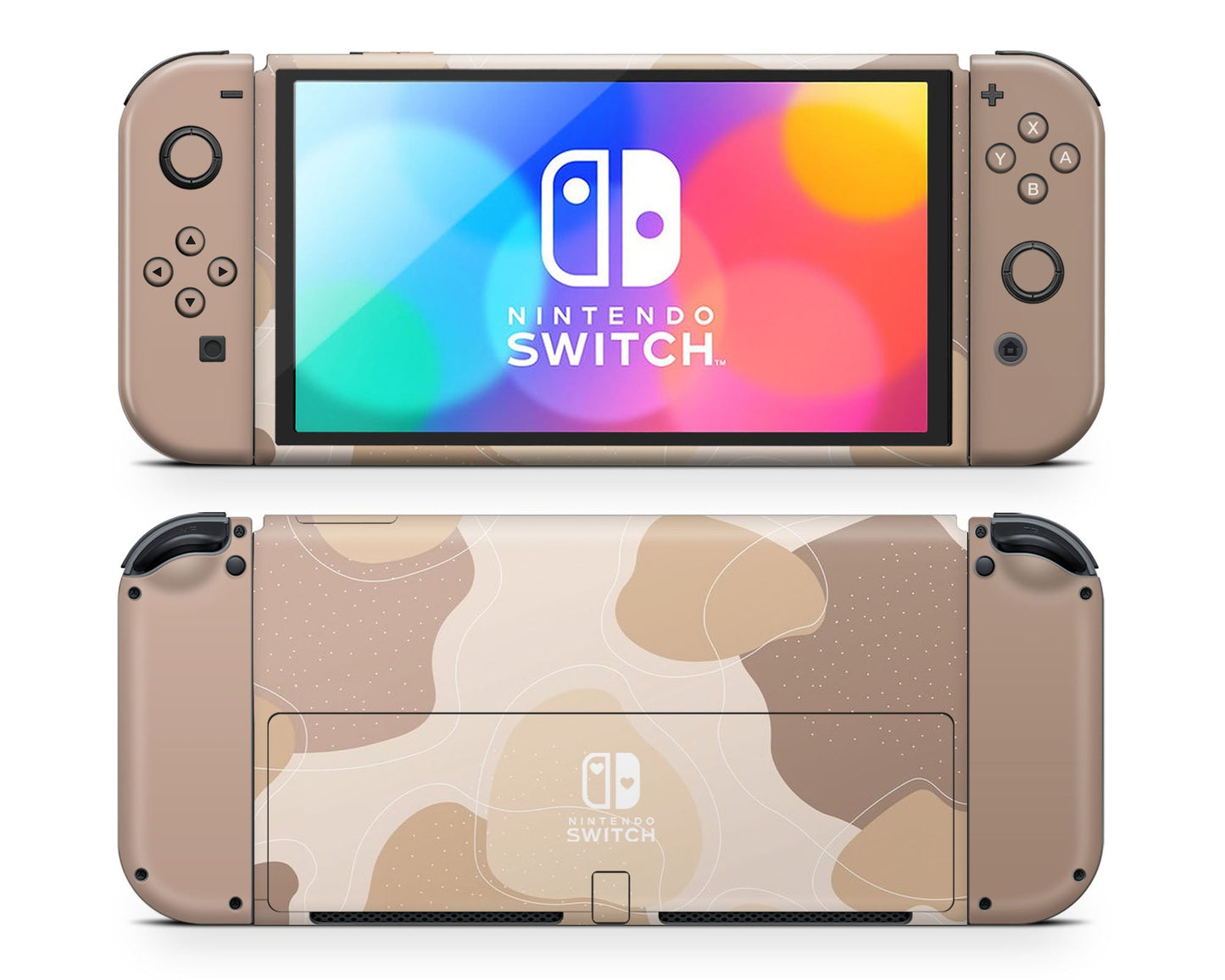 Lux Skins Nintendo Switch OLED Natural Brown Abstract Hearts logo Skins - Pattern Abstract Skin