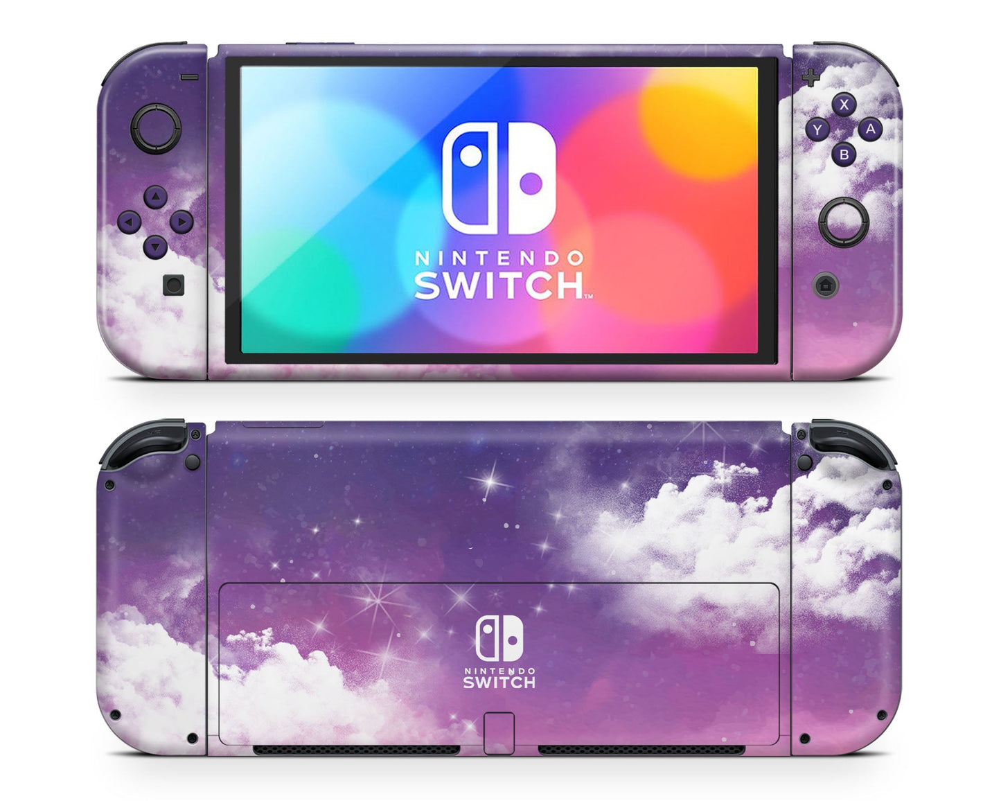 Lux Skins Nintendo Switch OLED Purple Night Clouds Classic no logo Skins - Art Clouds Skin