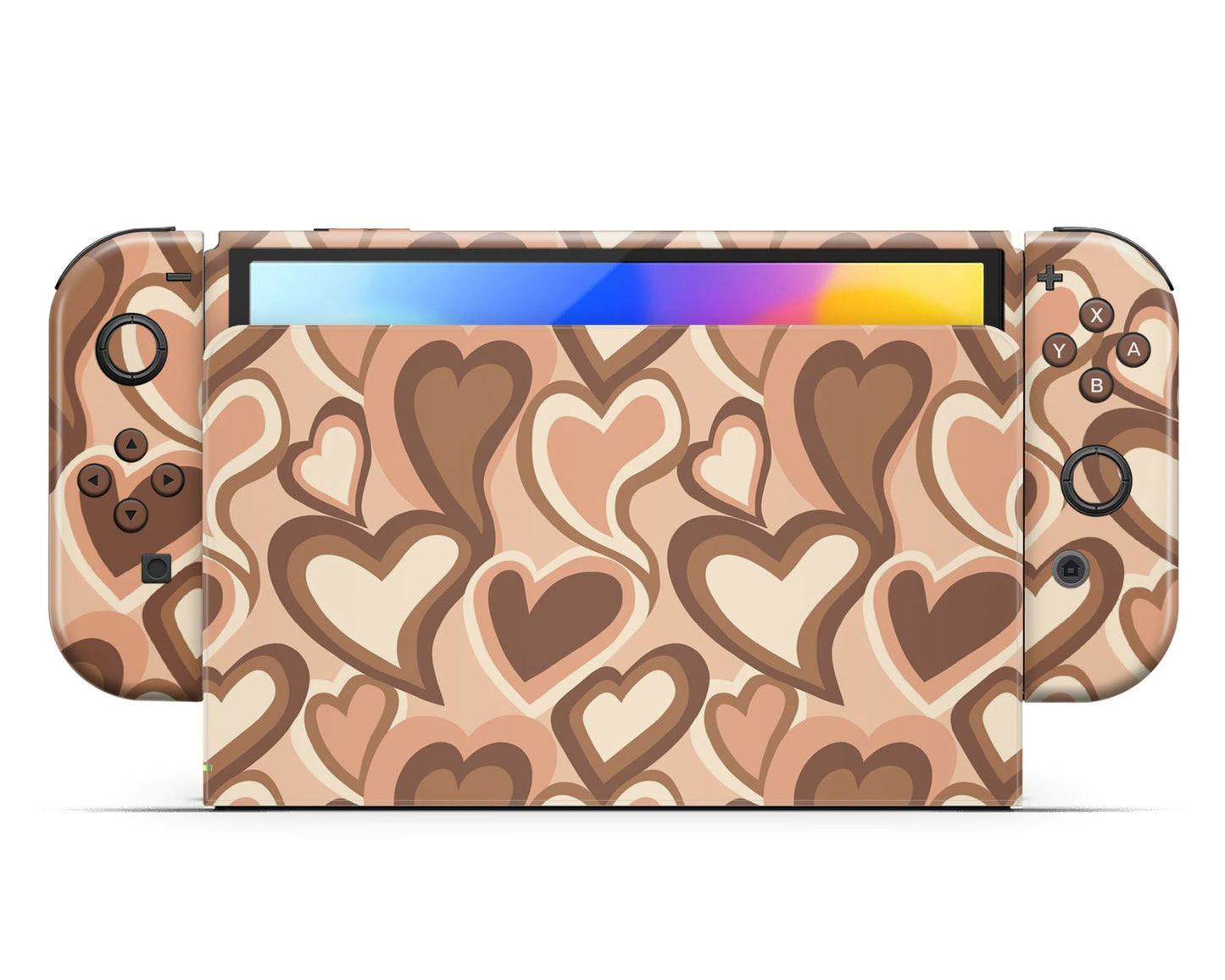 Lux Skins Nintendo Switch OLED Latte Drip Hearts Joycons Only Skins - Pattern Abstract Skin