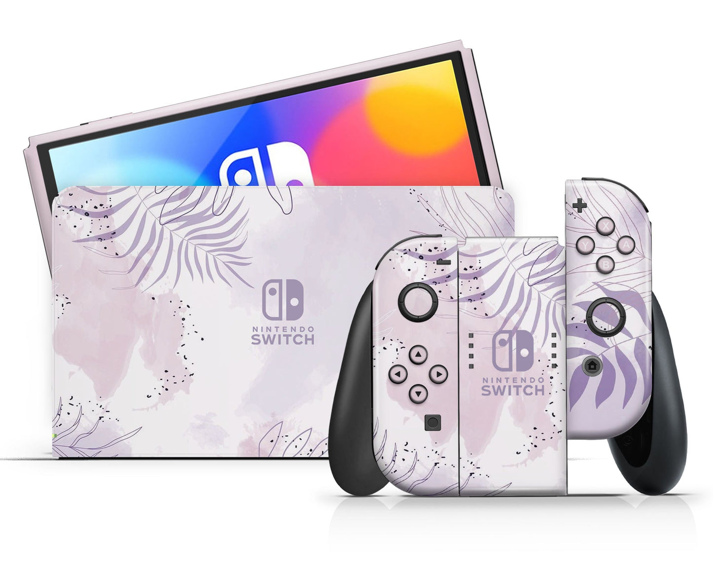 Lux Skins Nintendo Switch OLED Lavender Forest Party Classic no logo Skins - Art Floral Skin