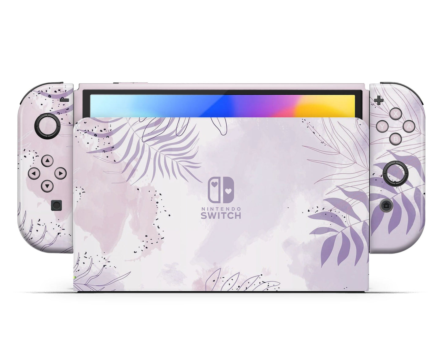 Lux Skins Nintendo Switch OLED Lavender Forest Party Nintendo logo Skins - Art Floral Skin