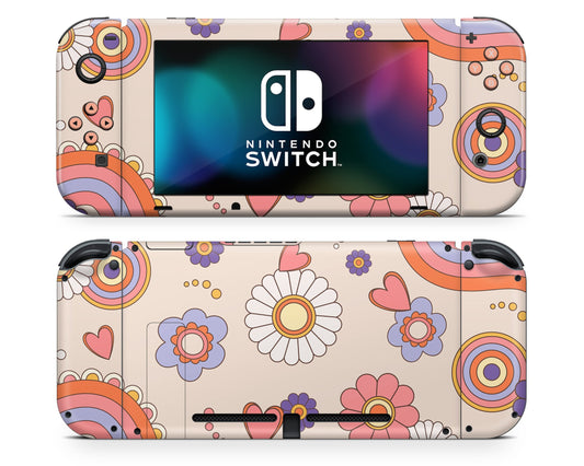 70s Groovy Floral Nintendo Switch Skin
