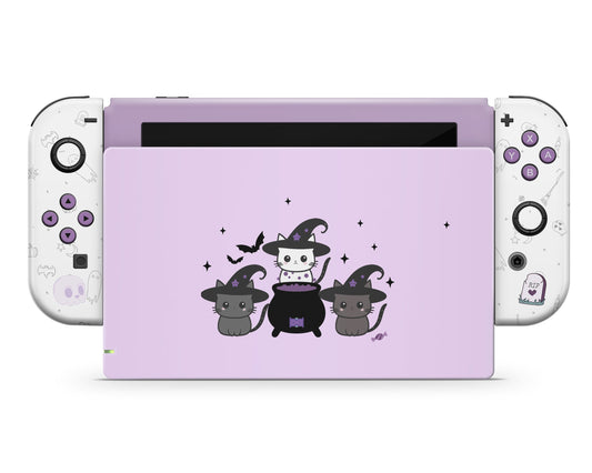 Pastel Purple Witch Cat Nintendo Switch OLED Skin