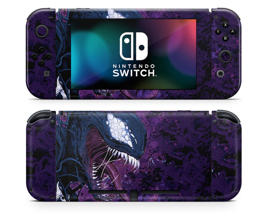 Lux Skins Nintendo Switch Purple Venom Full Set +Tempered Glass Skins - Pop culture Spiderman Skin