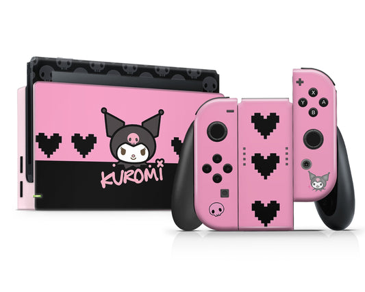 Lux Skins Nintendo Switch Kuromi Black Pink Full Set Skins - Pop culture Sanrio Skin