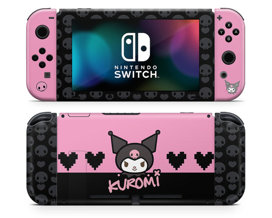 Lux Skins Nintendo Switch Kuromi Black Pink Full Set +Tempered Glass Skins - Pop culture Sanrio Skin
