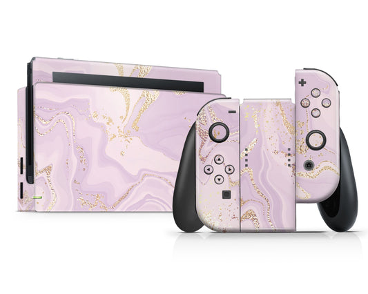 Lux Skins Nintendo Switch Ethereal Lavender Marble Full Set Skins - Pattern Marble Skin
