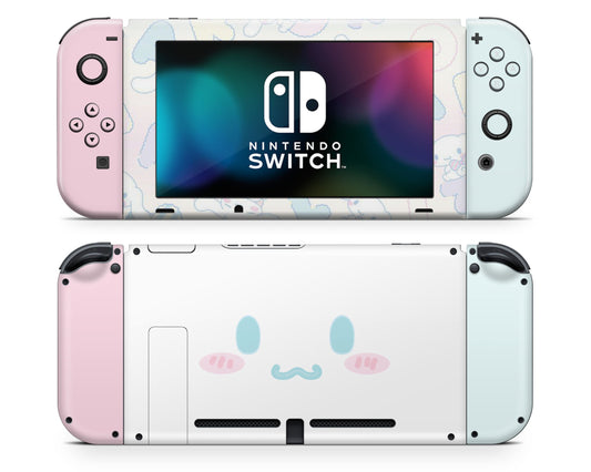 Lux Skins Nintendo Switch Cinnamoroll Cute White Puppy Face Full Set +Tempered Glass Skins - Anime Cinnamoroll Skin