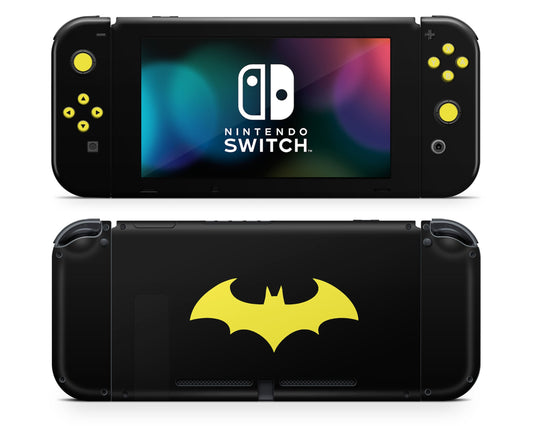 Lux Skins Nintendo Switch Batman Logo Yellow Full Set +Tempered Glass Skins - Pop culture Batman Skin
