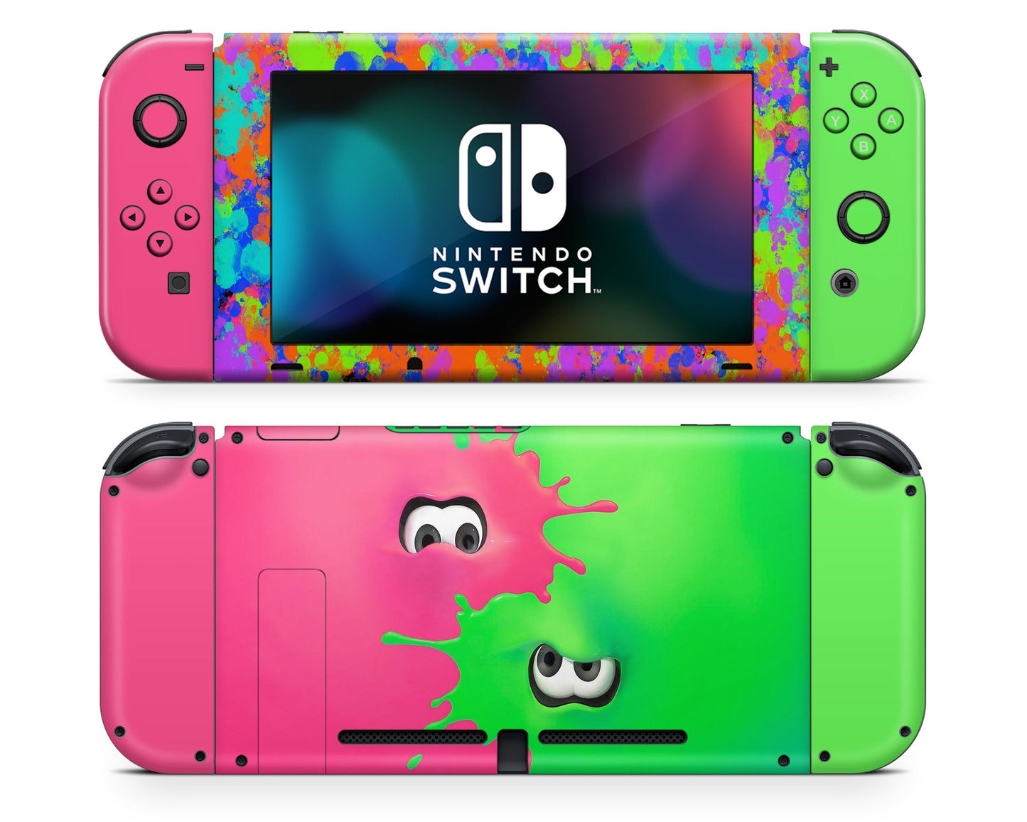 Lux Skins Nintendo Switch Splatoon Pink Green Full Set +Tempered Glass Skins - Pop culture  Skin