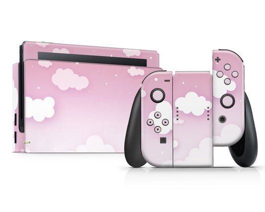 Dreamy Pastel Pink Clouds Nintendo Switch Skin