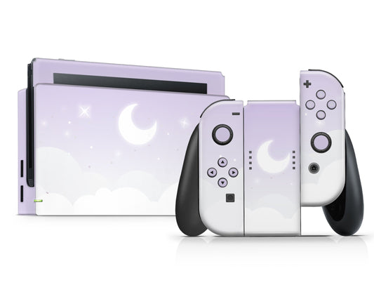 Lux Skins Nintendo Switch Lavender Purple Moon Clouds Full Set Skins - Art Clouds Skin