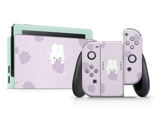 Lux Skins Nintendo Switch Purple Lavender Bunny Rabbit Full Set Skins - Art Animals Skin