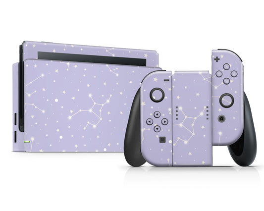 Constellation Stargazing Purple Nintendo Switch Skin