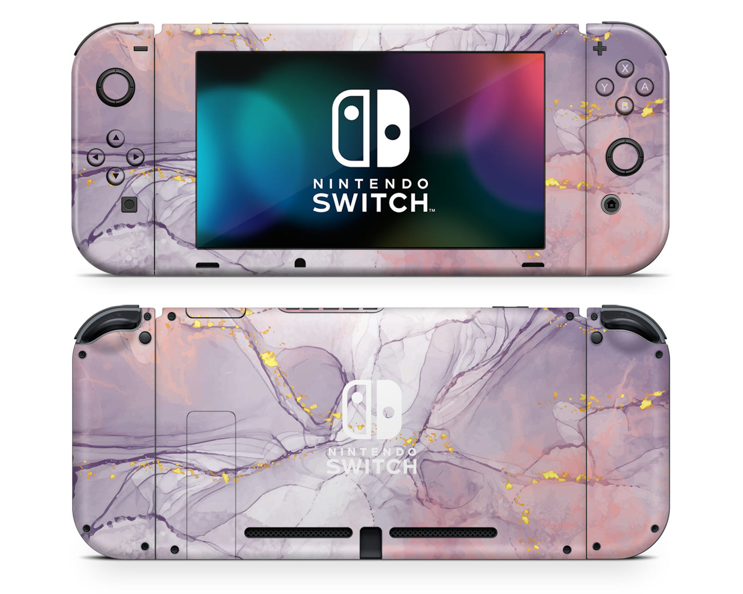 Ethereal Purple Gold Marble Nintendo Switch Skin