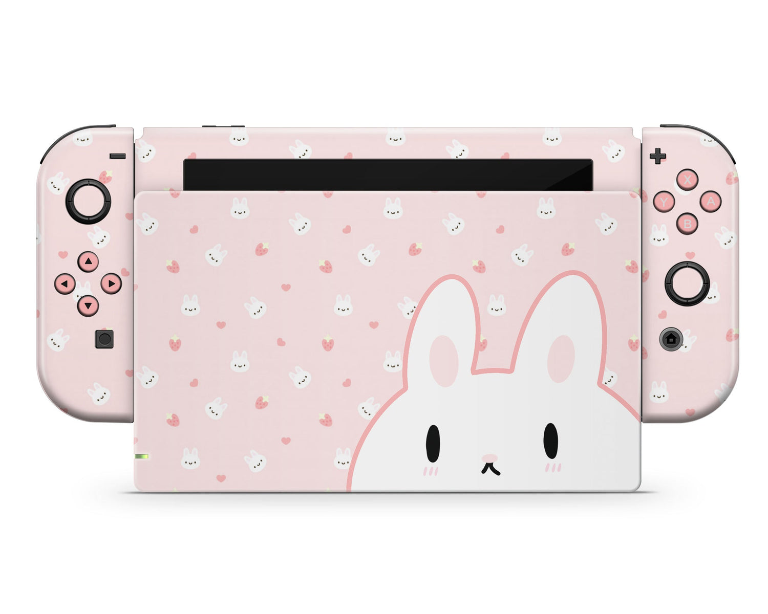 Lux Skins Nintendo Switch Cute Bunny Rabbit Strawberry Face Joycons Only Skins - Art Animals Skin