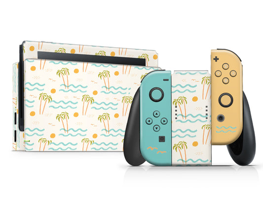 Lux Skins Nintendo Switch Tropical Festival Palm Trees Full Set Skins - Art Floral Skin