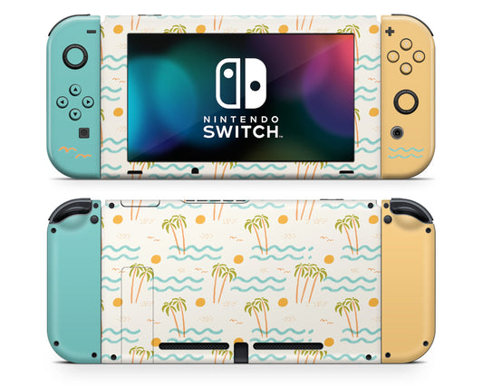 Lux Skins Nintendo Switch Tropical Festival Palm Trees Full Set +Tempered Glass Skins - Art Floral Skin